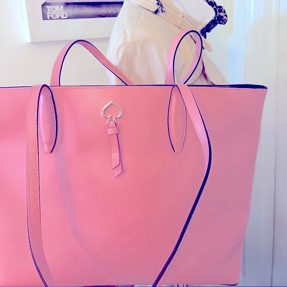 Kate Spade Pink Large Leather Bag with Signature Silver Spade Logo